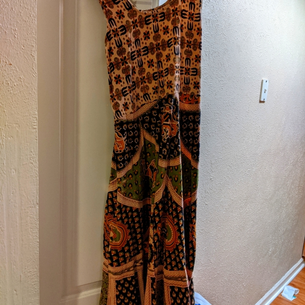 Mustard and green wavy dress